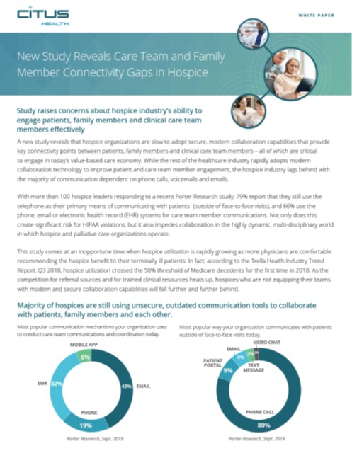 New Study Reveals Care Team and Family Member Connectivity Gaps in Hospice New Study Reveals Care Team and Family Member Connectivity Gaps in Hospice