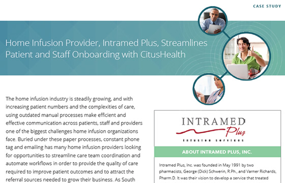 Home Infusion Provider, Intramed Plus, Streamlines Patient and Staff Onboarding with CitusHealth