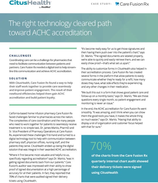 The right technology cleared path towards ACHC accreditation (CareFusion Rx Case Study)