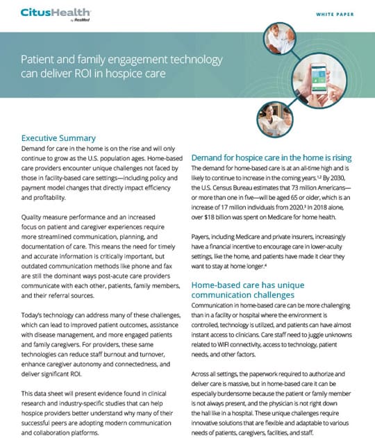 Patient and family engagement technology can deliver ROI in hospice care